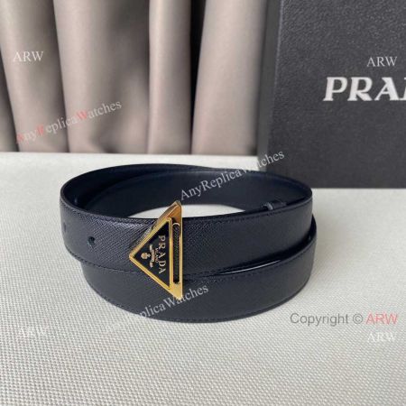 Replica Prada Soft Leather Belt 30mm Baltic blue